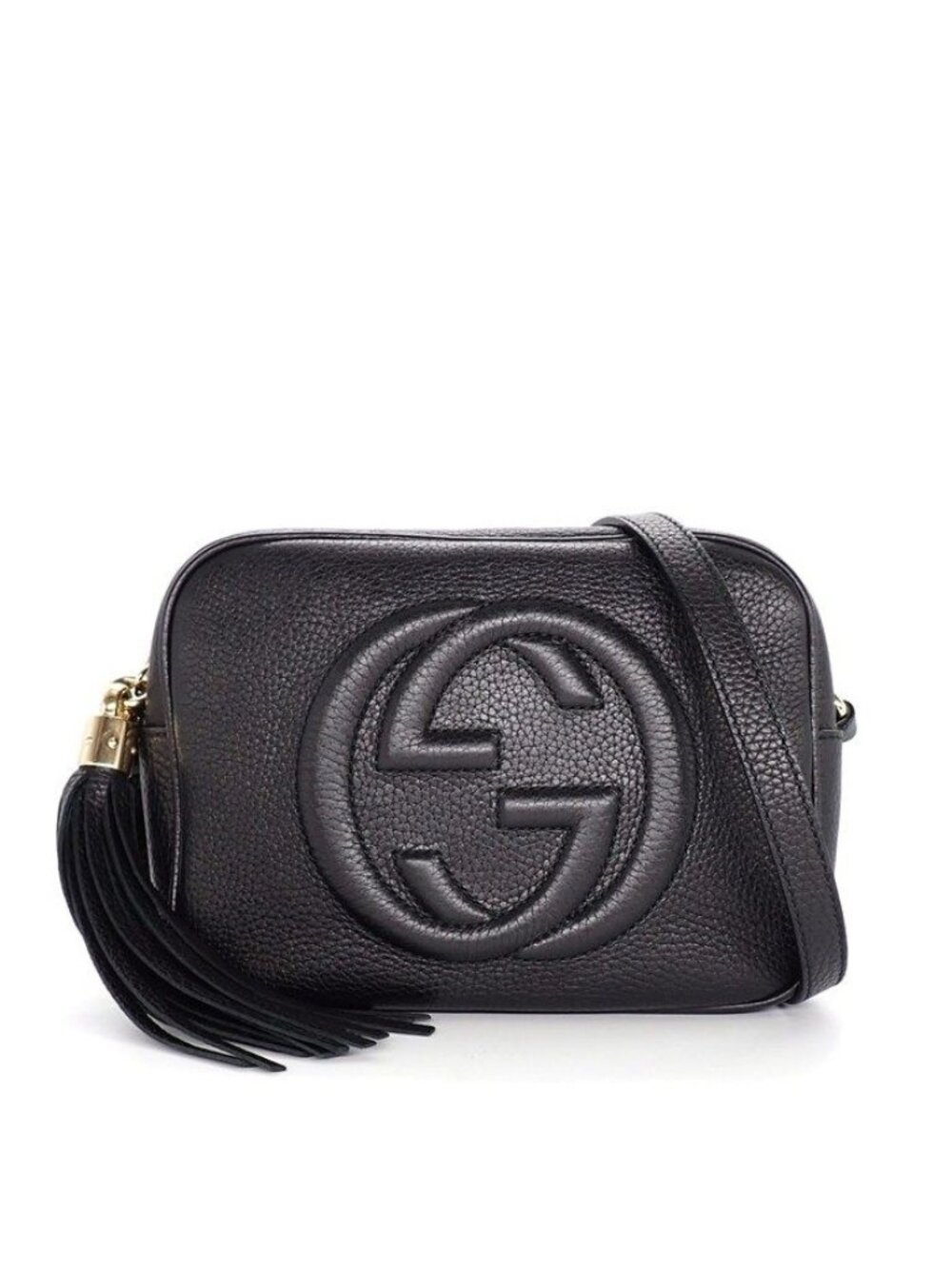 Gucci Shoulder Bag Interlocking G Soho Disco Black Calfskin